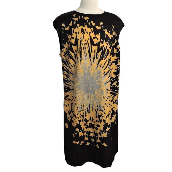 La Mamasita Sheath Sleeveless Dress Gold Splash Design Sz 18 - Picture 1 of 5